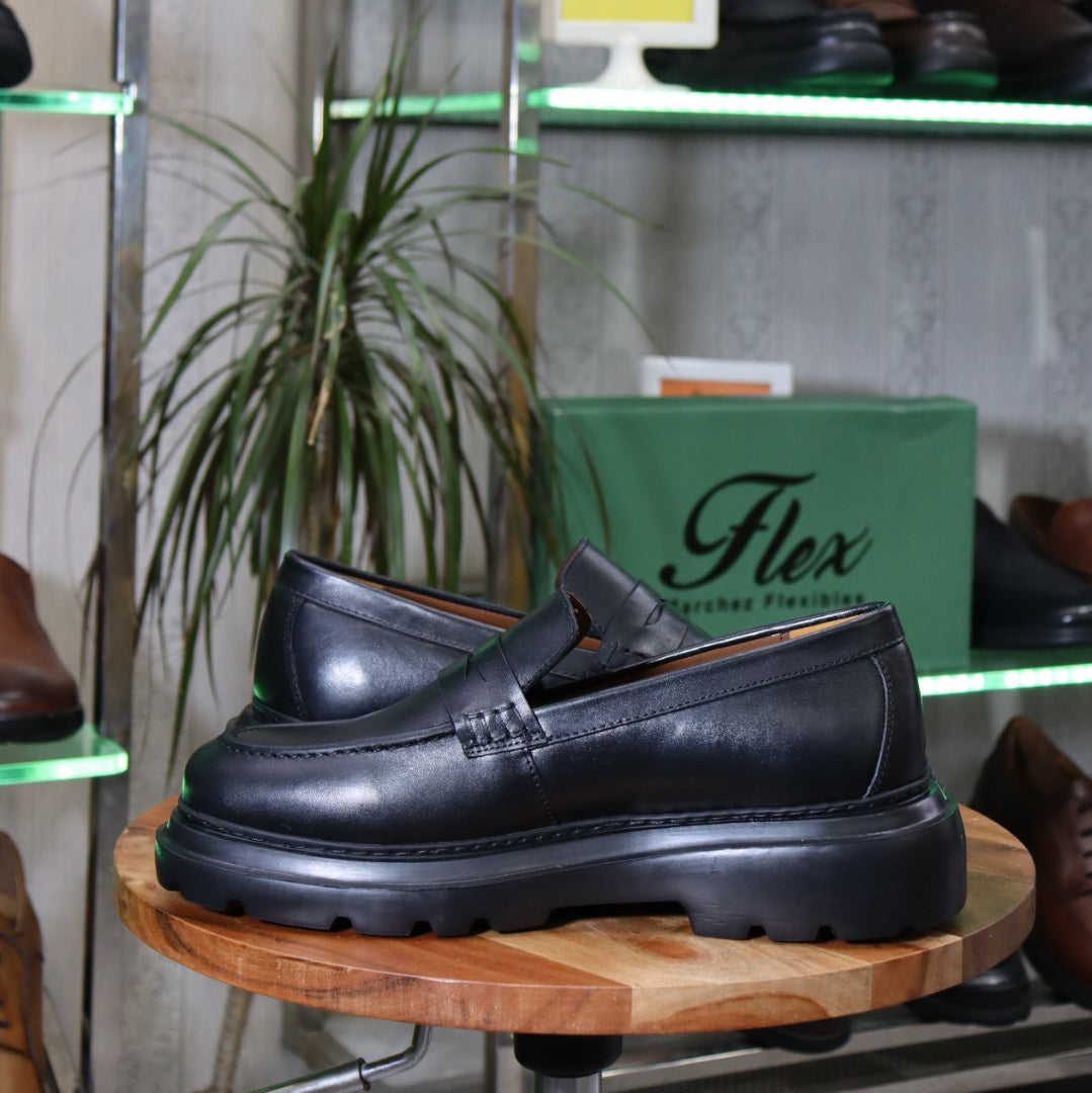 Mocassin Lennox Noir En Cuir