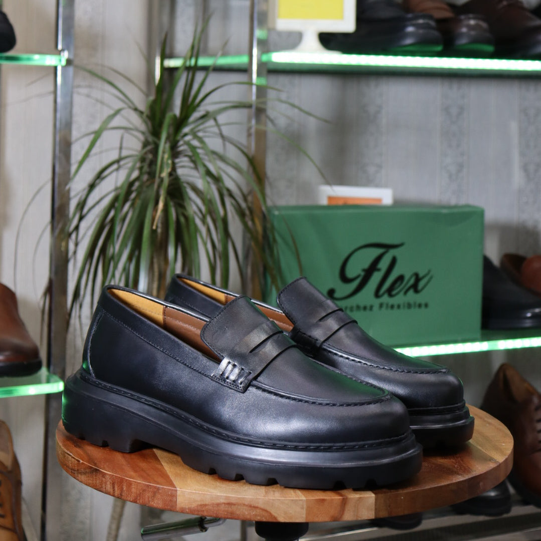 Mocassin Lennox Noir En Cuir