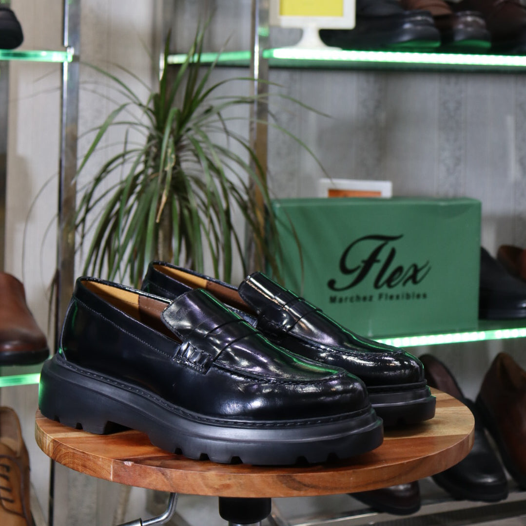Mocassin Lennox noir En Cuir Démasquable