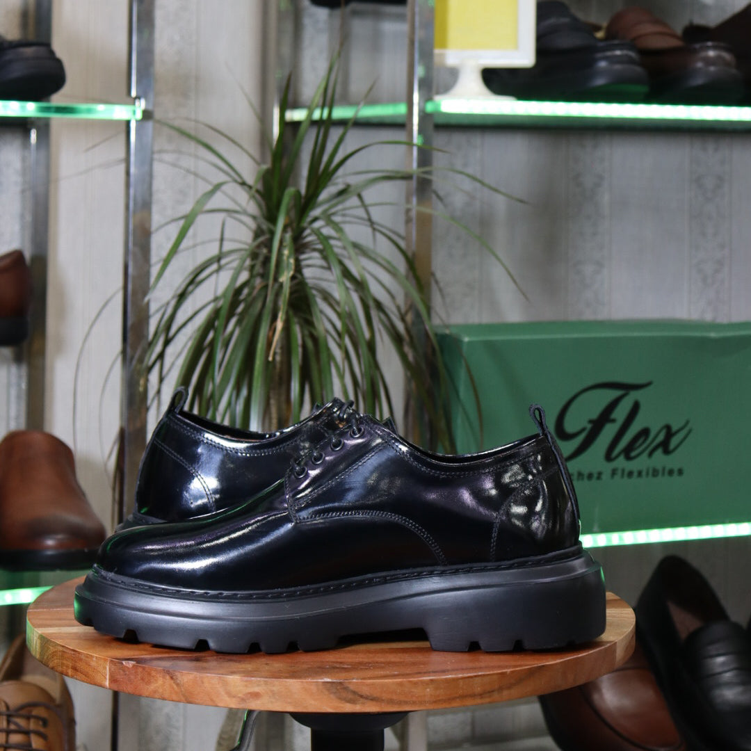 Mocassin Noir En Cuir Démasquable Aristide
