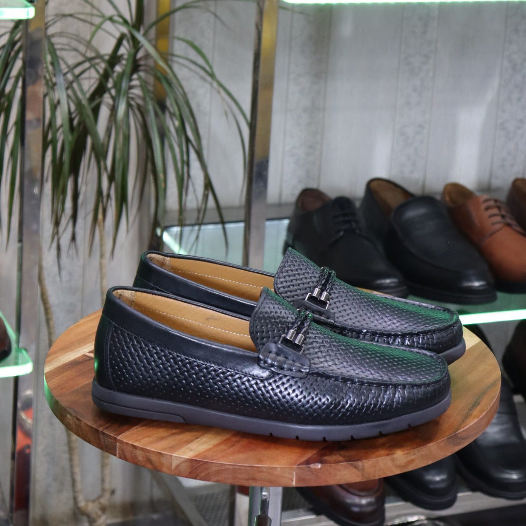 Mocassin Noir En Cuir Louison