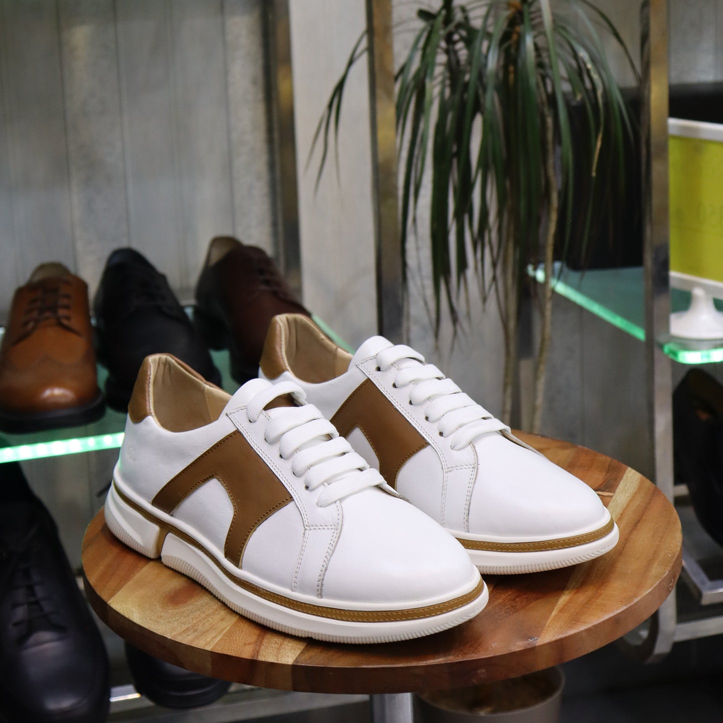 basket en cuir blanc pour home
