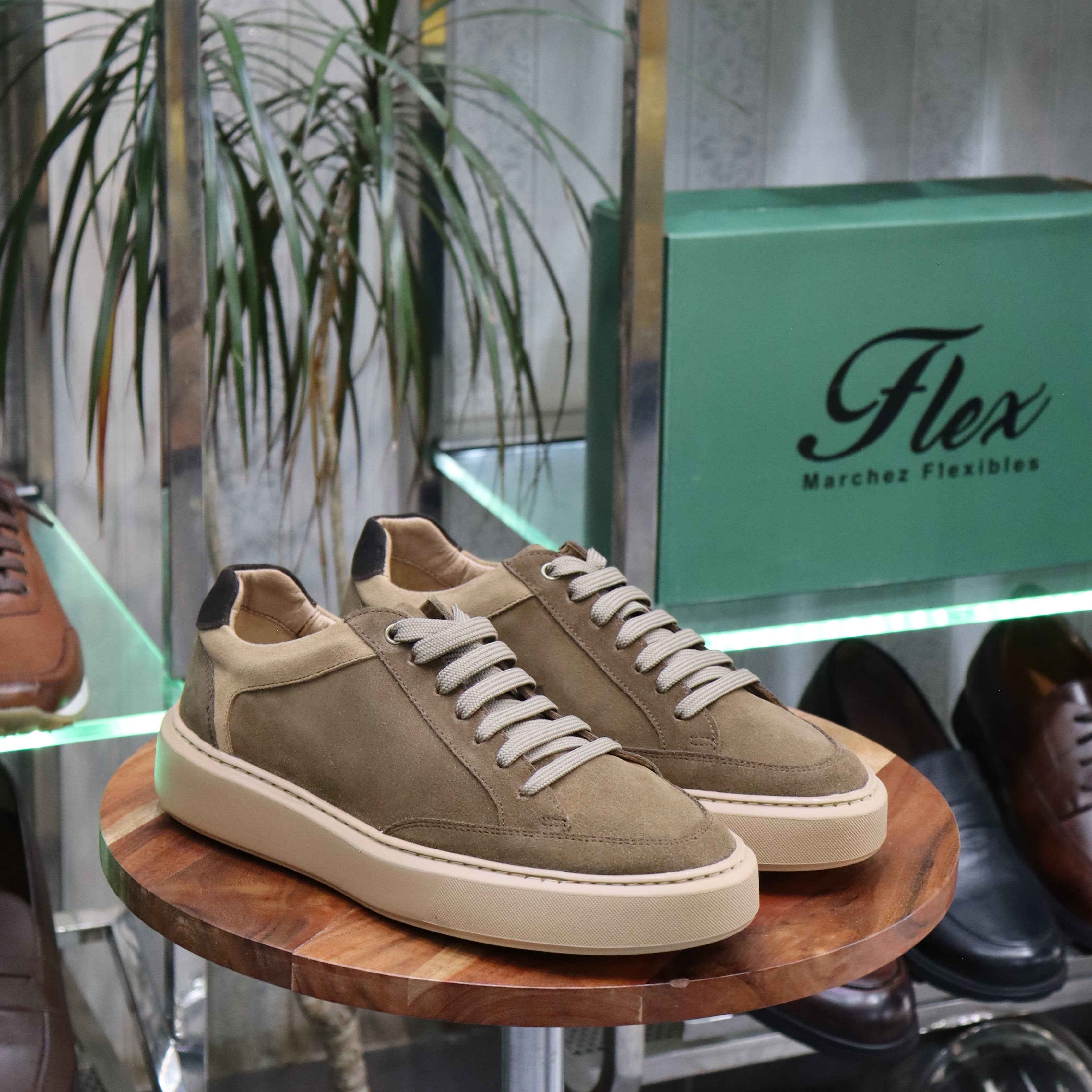 Basket En Cuir Beige Nubuck - Vigo