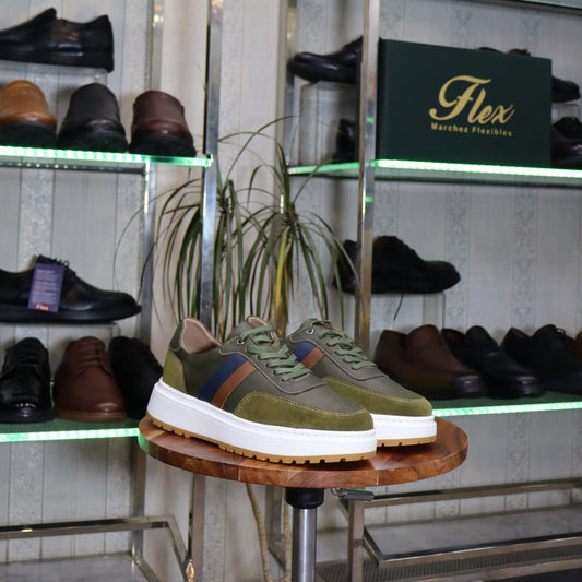 Basket  En Cuir Vert  -  Azghar