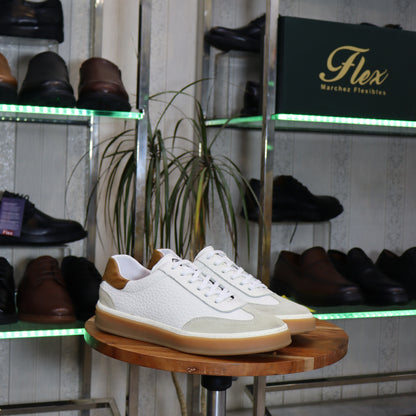 Basket  En Cuir Blanc -  Tadla
