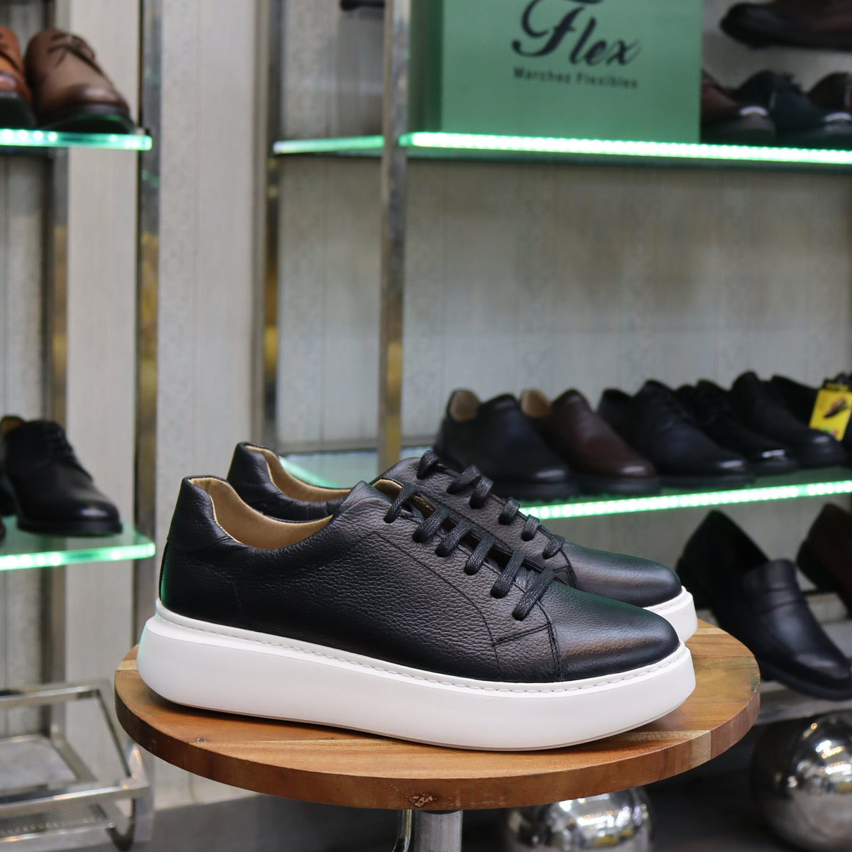 Basket  En Cuir Noir - Lara