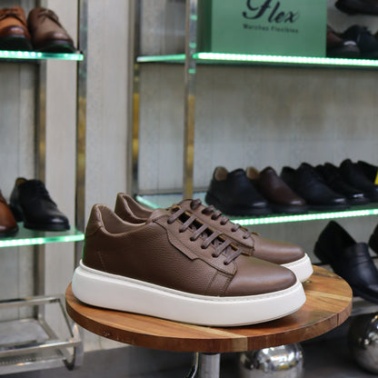 Basket  En Cuir Marron - Lara