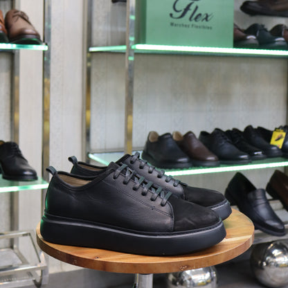 Basket  En Cuir Noir - Leta