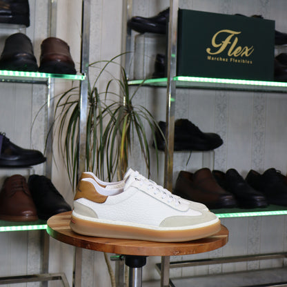 Basket  En Cuir Blanc -  Tadla