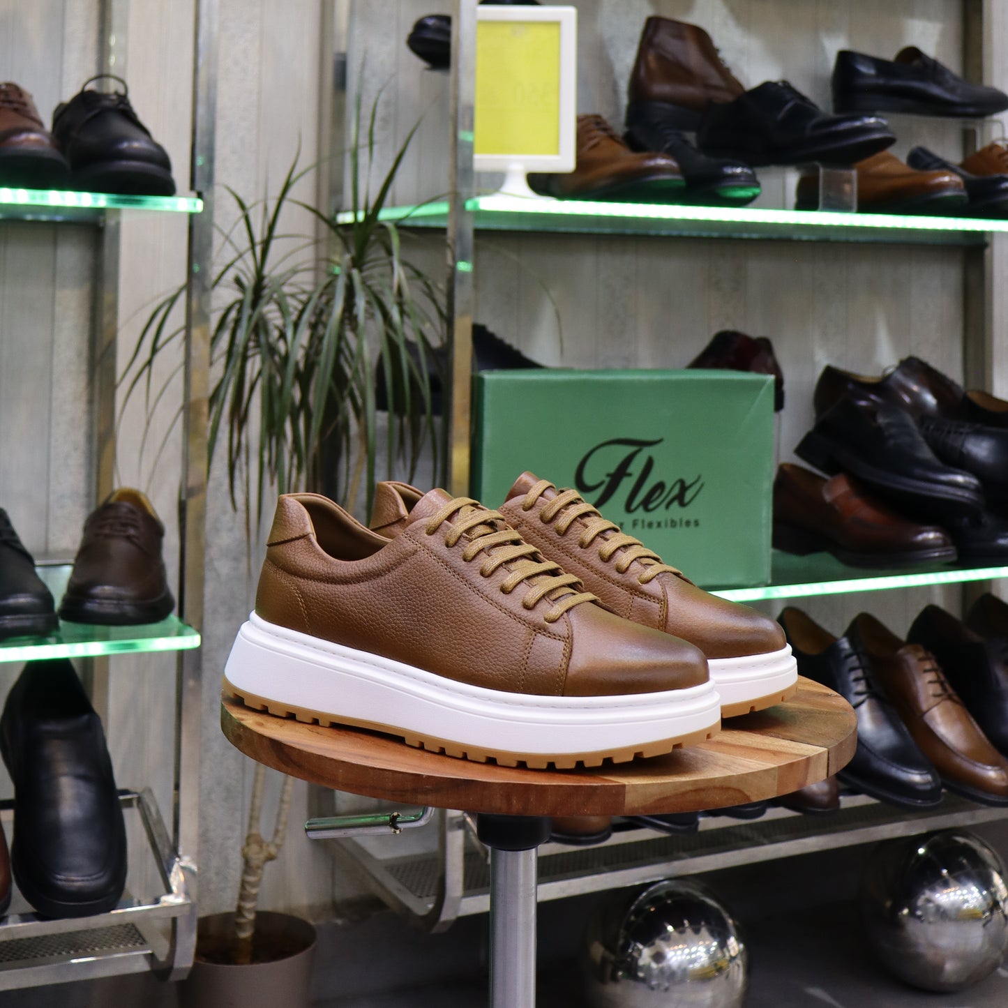 Basket  En Cuir Tabac -Zeggane