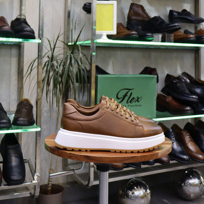 Basket  En Cuir Tabac -Zeggane