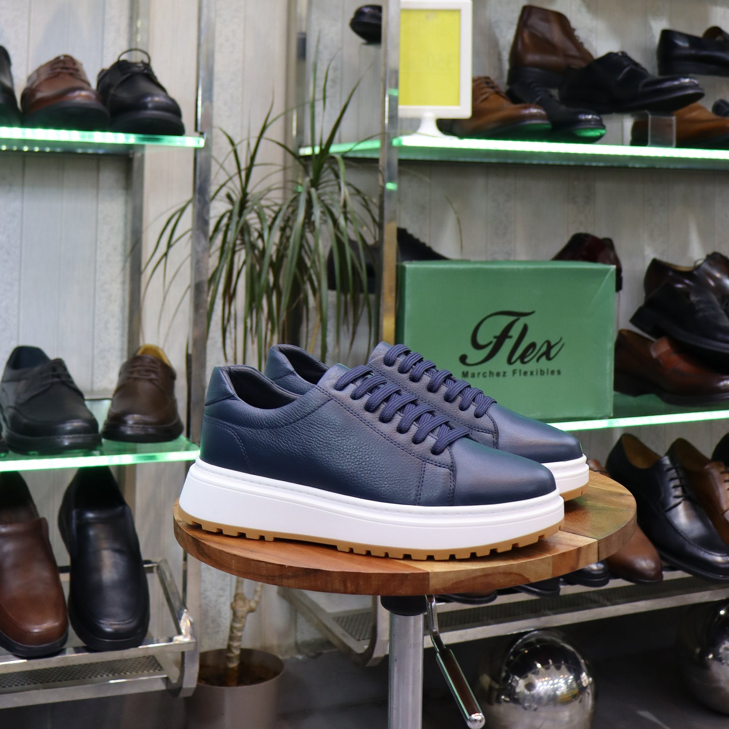 Basket  En Cuir Bleu -Zeggane