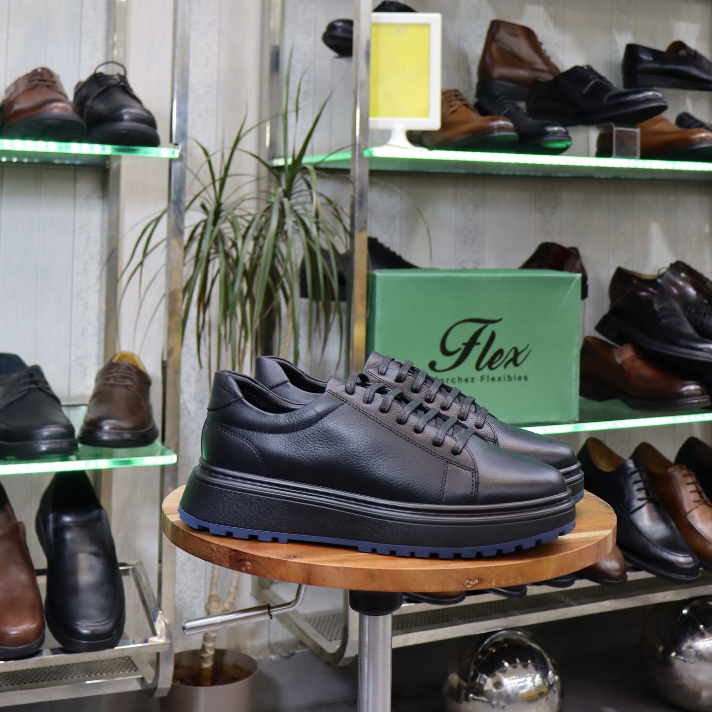 Basket  En Cuir Noir -Zeggane