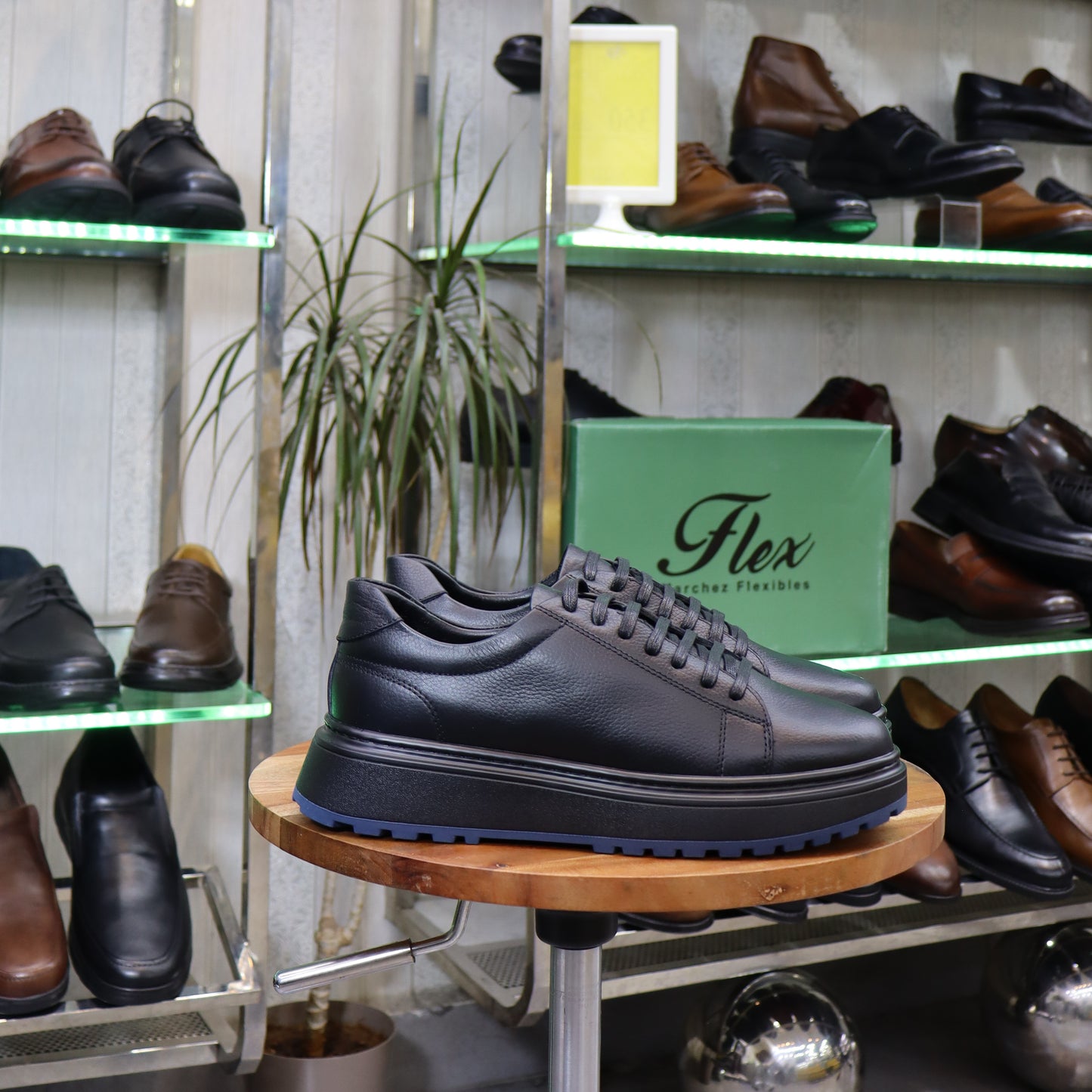 Basket  En Cuir Noir -Zeggane