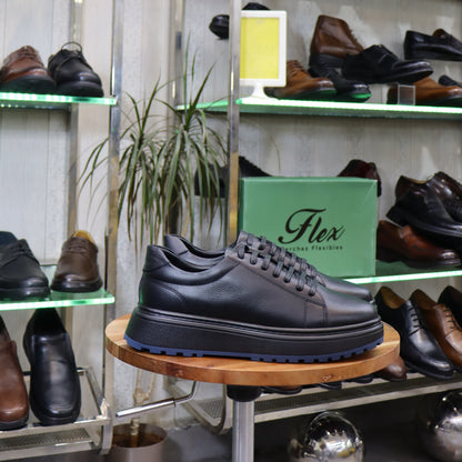 Basket  En Cuir Noir -Zeggane