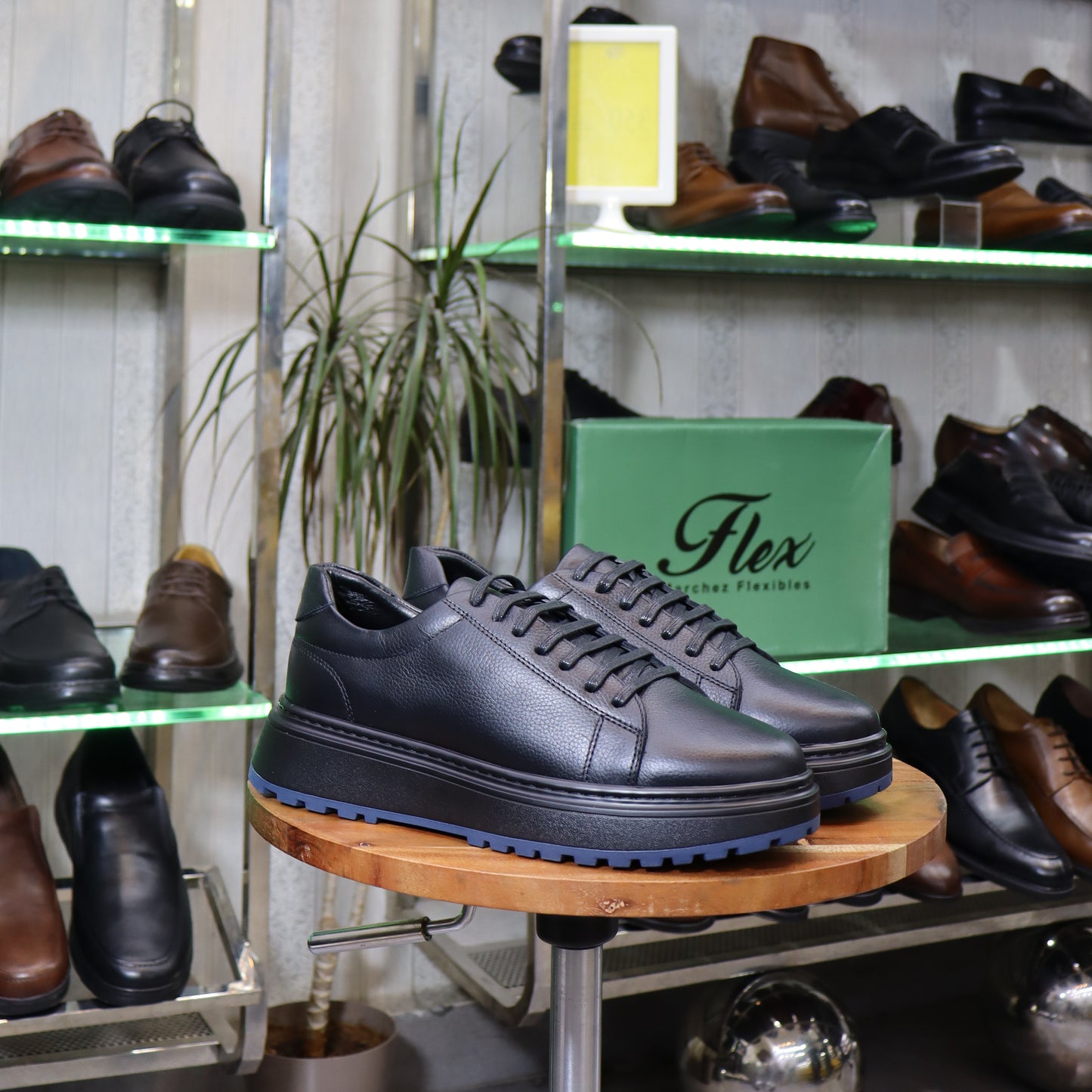 Basket  En Cuir Noir -Zeggane