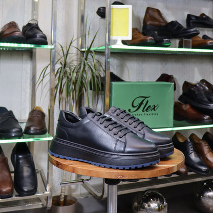 Basket  En Cuir Noir -Zeggane