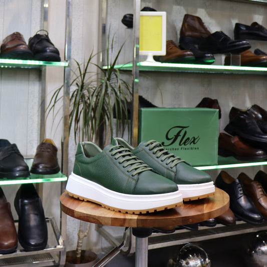 Basket  En Cuir vert -Zeggane