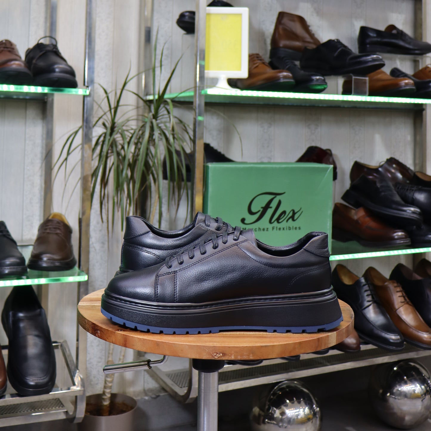 Basket  En Cuir Noir -Zeggane