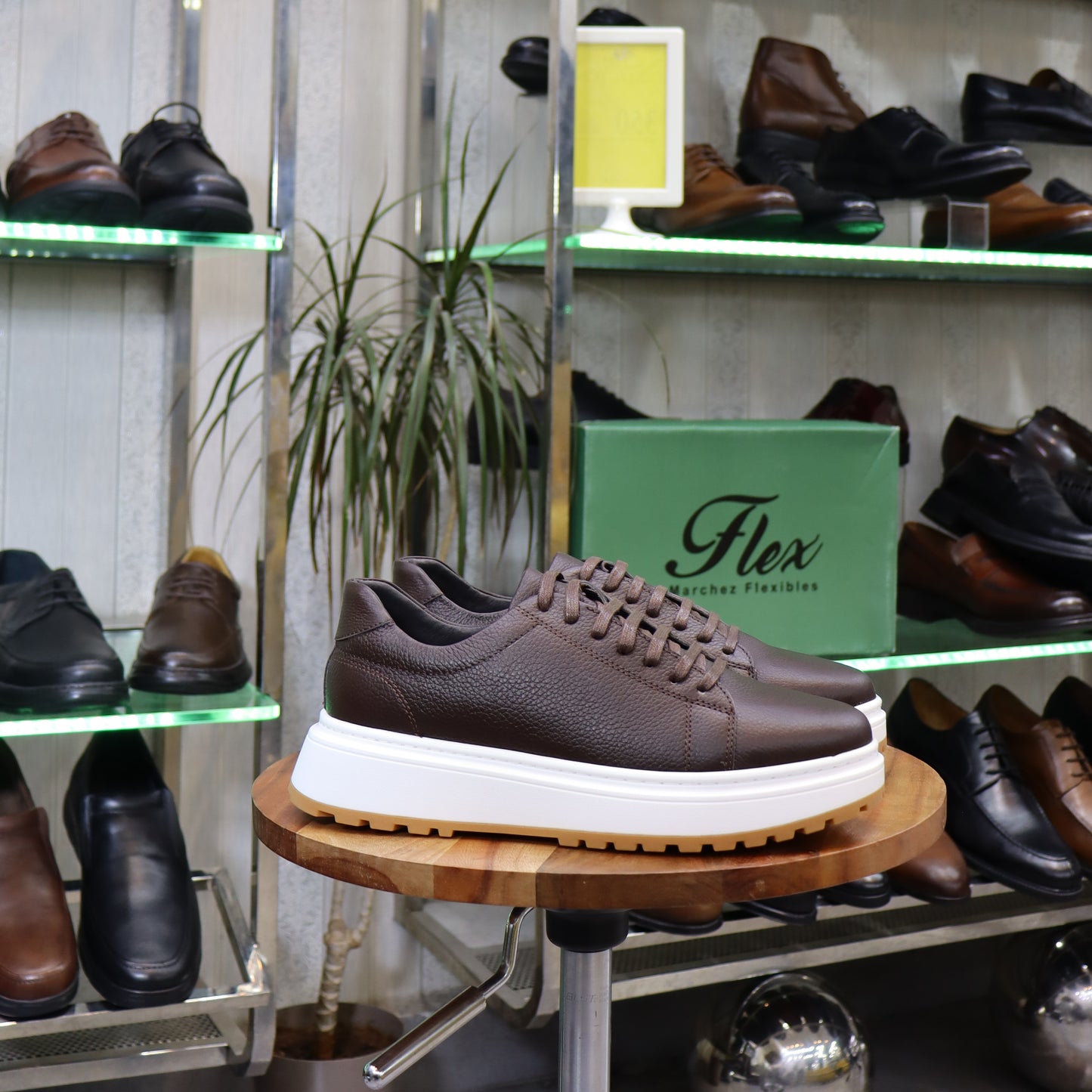 Basket  En Cuir Marron -Zeggane