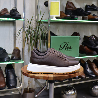 Basket  En Cuir Marron -Zeggane