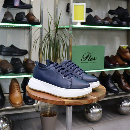 Basket  En Cuir BLeu -  Cala