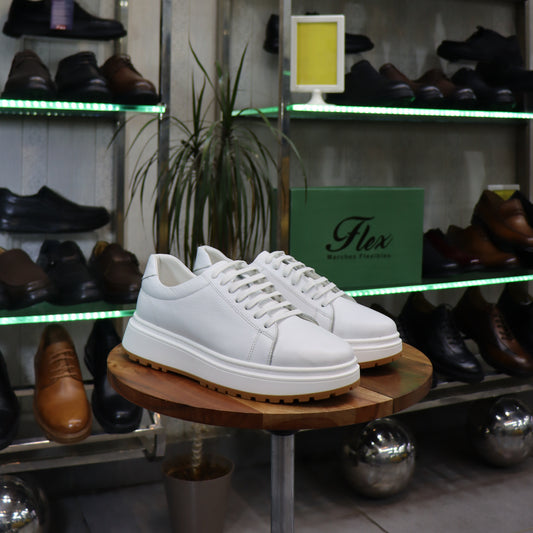 Basket  En Cuir Blanc -Zeggane