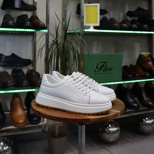 Basket  En Cuir Blanc -Zeggane