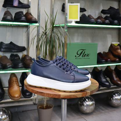 Basket  En Cuir BLeu -  Cala