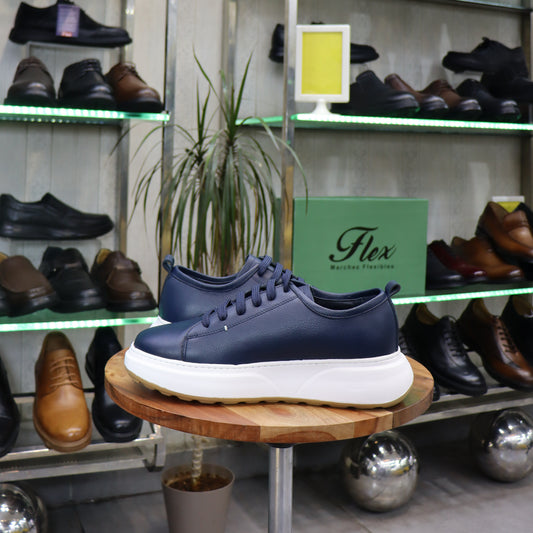 Basket  En Cuir BLeu -  Cala