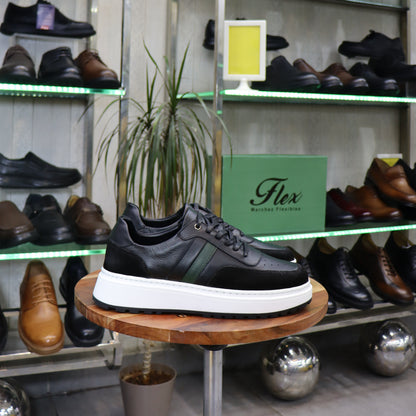 Basket  En Cuir Noir B -  Azghar