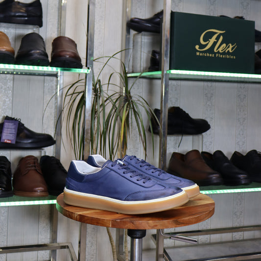 Basket  En Cuir Bleu  -  Tadla