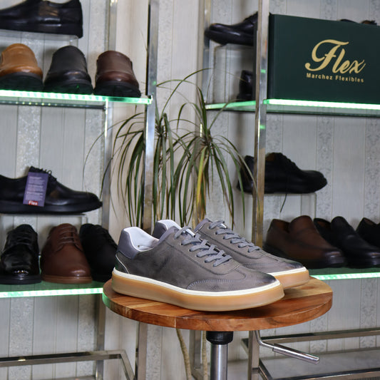 Basket  En Cuir Gris  -  Tadla