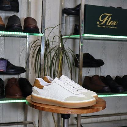 Basket  En Cuir Blanc -  Tadla