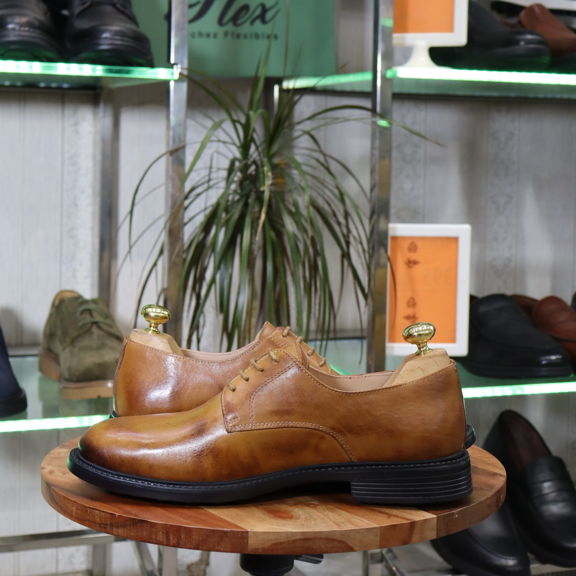 Acheter chaussure en cuir marron pour homme - Modèle classique Flexshoes Maroc 