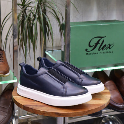 Basket Bart en Cuir Bleu