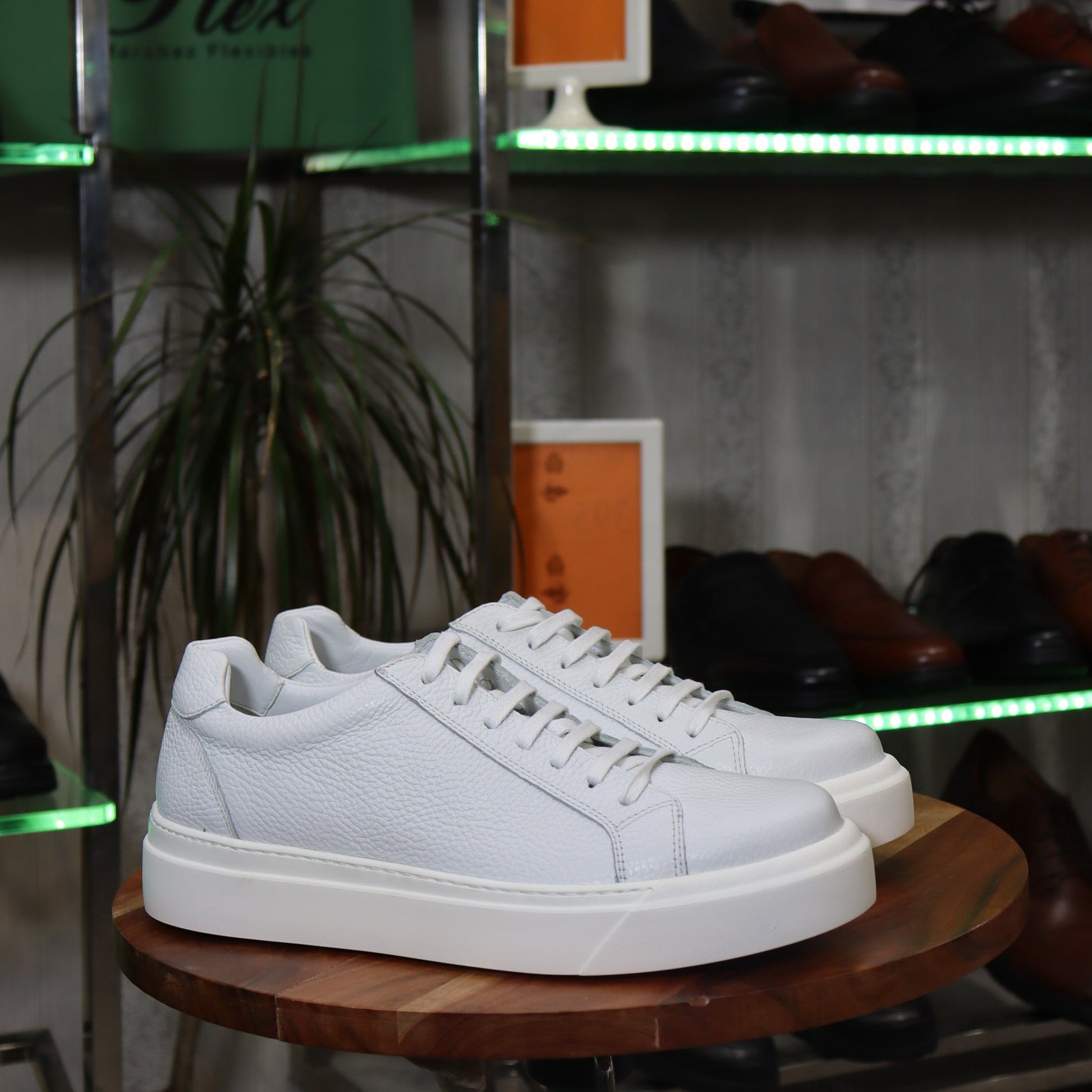 Basket  En Cuir  Blanc
