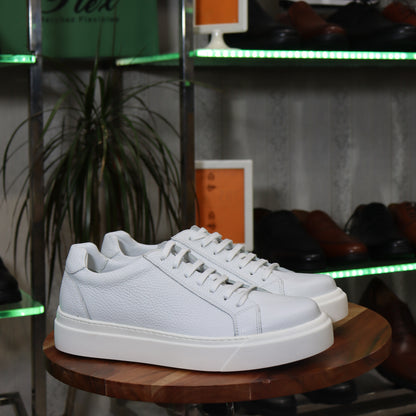 Basket  En Cuir  Blanc
