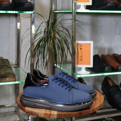 Basket  En Cuir Bleu -  Lellie