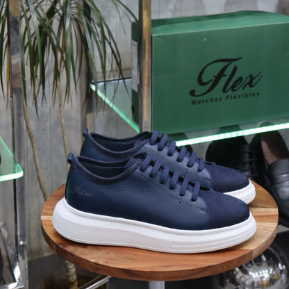 Basket  En Cuir Bleu - Leta
