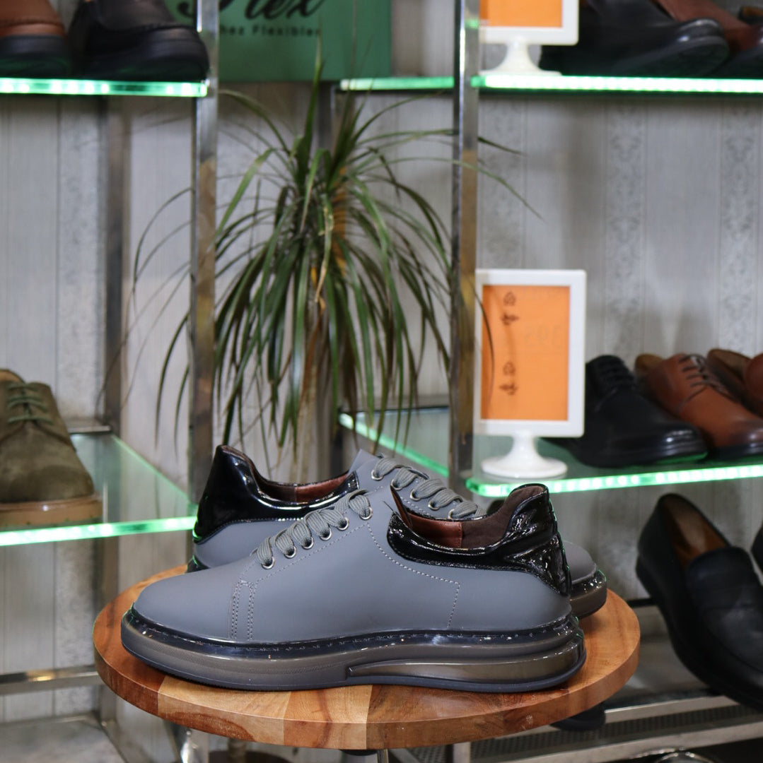 Basket  En Cuir Gris -  Lellie