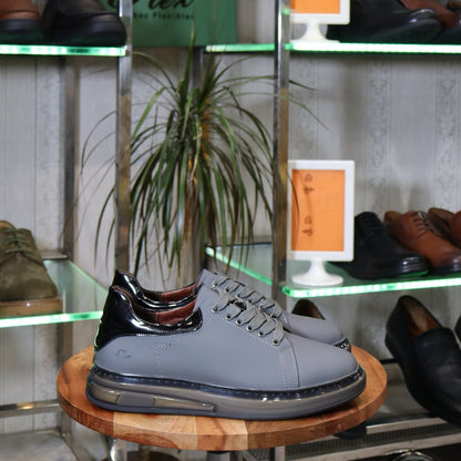 Basket  En Cuir Gris -  Lellie