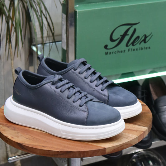 Basket  En Cuir Gris - Leta