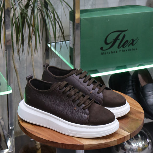 Basket  En Cuir Marron - Leta