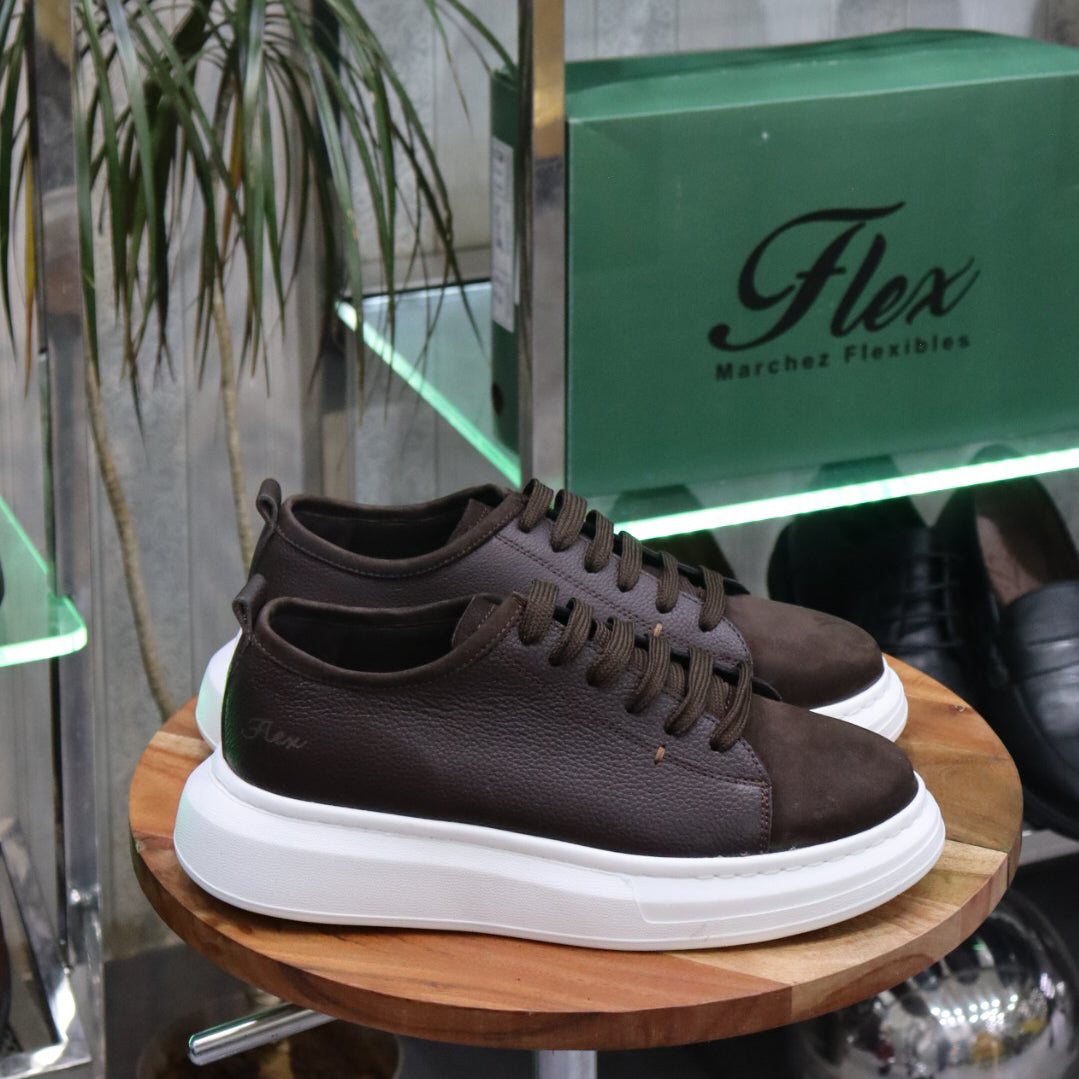 Basket  En Cuir Marron - Leta