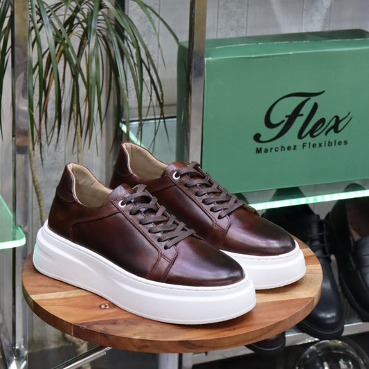 Basket En Cuir Marron  Louisy