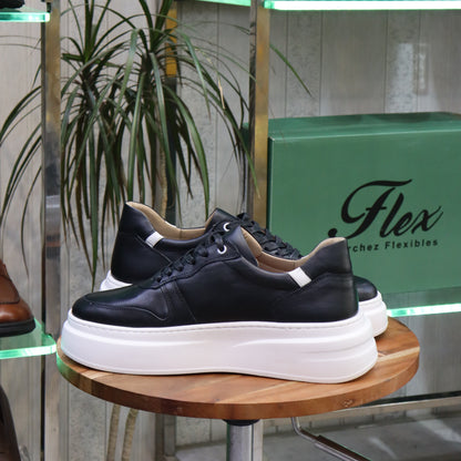 Basket  En Cuir Noir-  Armand