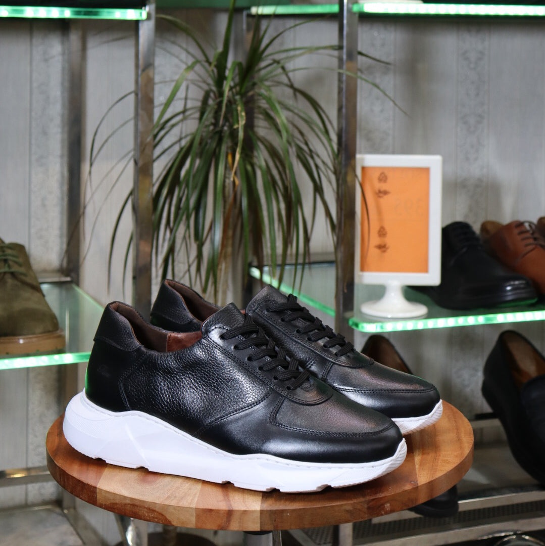 Basket  En Cuir Noir - Arman