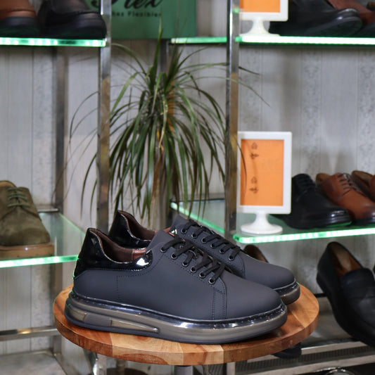 Basket  En Cuir Noir -  Lellie
