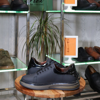 Basket  En Cuir Noir -  Lellie